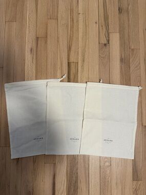 NWT Sézane Canvas Drawstring Dust Bags - Cream (Set of 3) for Shoes